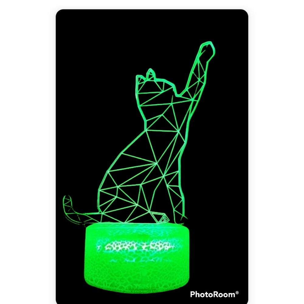 Changing Colors Kitty Cat Night Ambient USB Light 7.5 x 5 Inches - Picture 3 of 6
